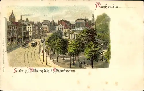 Litho Aachen in Nordrhein Westfalen, Friedrich Wilhelm Platz, Elisenbrunnen