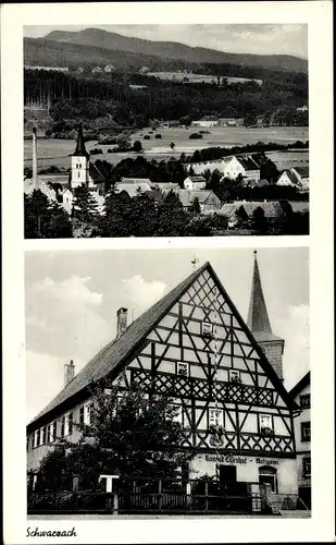 Ak Schwarzach bei Kulmbach Mainleus Oberfranken Bayern, Panorama, Metzgerei