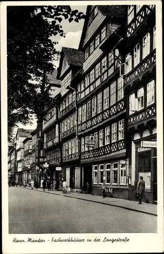 Ak Hann. Münden in Niedersachsen, Fachwerkhäuser Langestraße