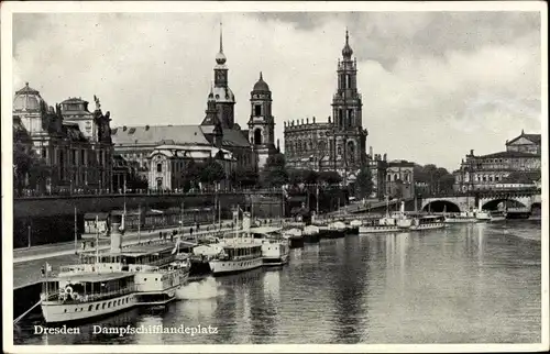 Ak Dresden Altstadt, Dampfschifflandeplatz, Stadt