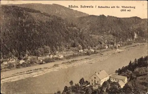 Ak Schmilka Bad Schandau Sächsische Schweiz, Ort mit Gr. Winterberg