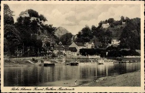 Ak Rathen an der Elbe Sächsische Schweiz, Basteiseite, Fähre