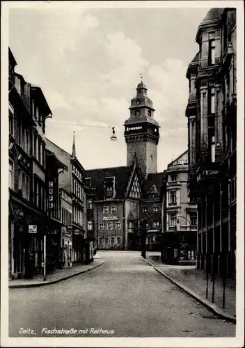 Ak Zeitz im Burgenlandkreis, Fischstraße mit Rathaus