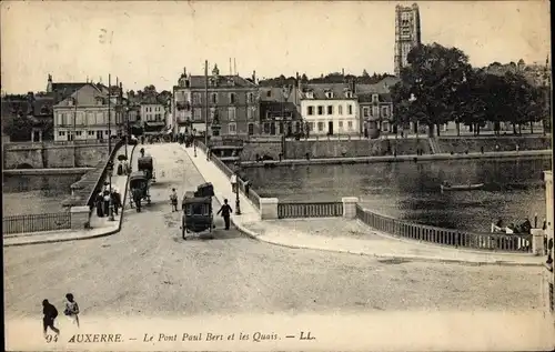 Ak Auxerre Yonne, Le Pont Paul Bert, Les Quais