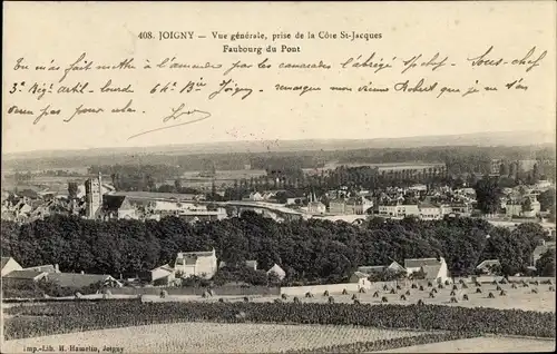 Ak Joigny Yonne, Vue generale, prise de la Cote St. Jacques