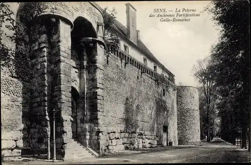 Ak Sens Yonne, La Poterne des Anciennes Fortifications Gallo-Romaines