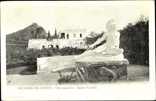 Ak Korfu Griechenland, Achilleion, Villa Imperiale, Statue d'Achille