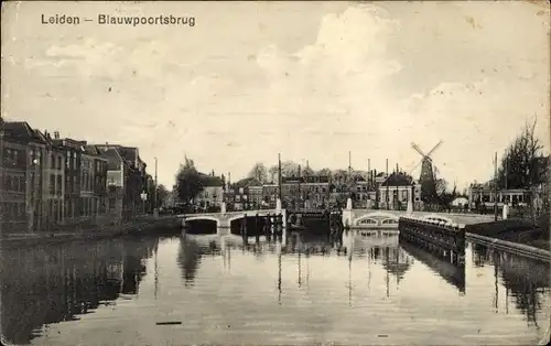 Ak Leiden Südholland Niederlande, Blauwpoortsbrug