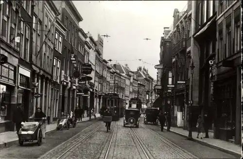 Ak Leiden Südholland Niederlande, Breestraat, Grote Blauwe, Stadstram, Automobile, ca. 1930