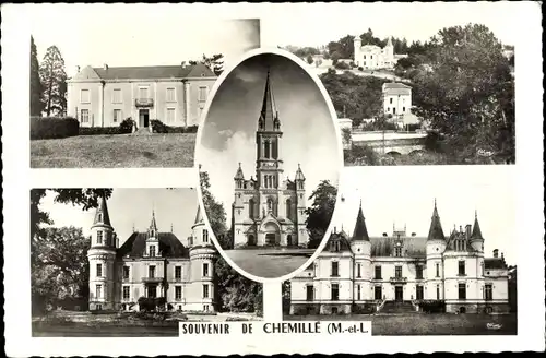 Ak Chemillé Maine-et-Loire, Châteaux, Panorama, Église