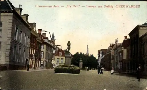 Ak Leeuwarden Friesland, Gouverneursplein, Us Heit, Bureau von Politie