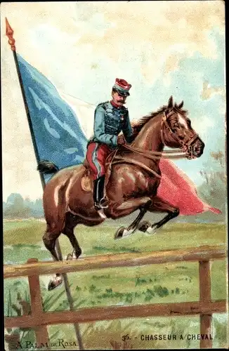 Künstler Ak Palm de Rosa, A., Armée Francaise, Chasseur a Cheval