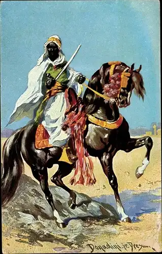 Künstler Ak Donadini, Antonio Ermenegildo, Arabischer Reiter auf einem Pferd