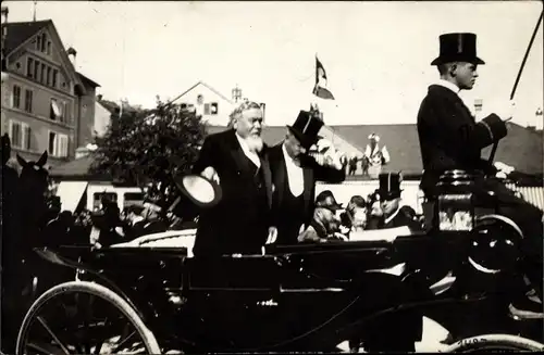 Foto Ak Schweiz, Französischer Präsident Armand Fallières, Kutsche