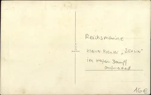 Ak Deutsches Kriegsschiff Berlin, Reichsmarine, Kleiner Kreuzer, Bremen Klasse