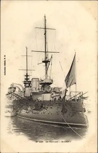 Ak Französisches Kriegsschiff Bouvet, Schlachtschiff, Kampf um die Dardanellen