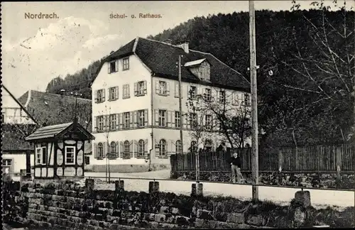 Ak Nordrach im Schwarzwald Baden, Schulhaus, Rathaus