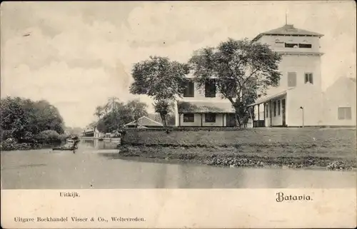 Ak Batavia Niederländisch Indien Indonesien, Teilansicht der Ortschaft