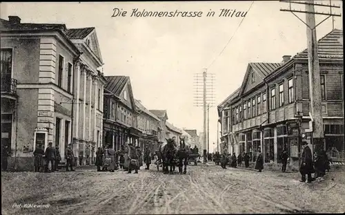 Ak Jelgava Mitau Lettland, Kolonnenstraße, Soldaten