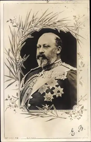 Passepartout Ak König Eduard VII von Großbritannien, King Edward VII, Portrait, Uniform, Orden
