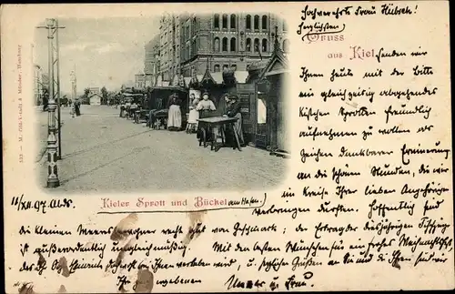 Ak Kiel in Schleswig Holstein, Kieler Sprott und Bückel, Fischmarkt