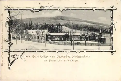 Passepartout Ak Niederneukirch Neukirch in der Lausitz, Georgenbad, Valtenberg, Winter