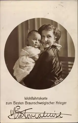 Ak Prinzessin Viktoria Luise von Preußen, Herzogin zu Braunschweig und Lüneburg mit Prinz, Wohlfahrt