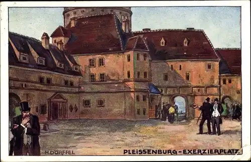 Künstler Ak Dörffel, Leipzig in Sachsen, Baufachausstellung 1913, Pleissenburg, Exerzierplatz