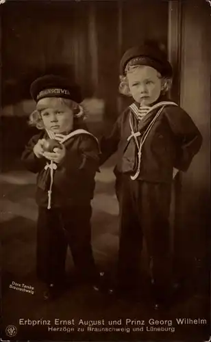 Ak Erbprinz Ernst August zu Braunschweig und Lüneburg, Prinz Georg Wilhelm, Matrosenanzüge
