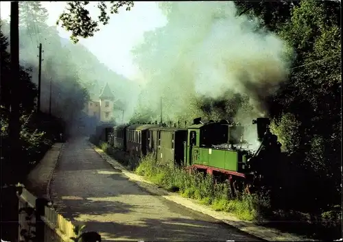 Ak Deutsche Eisenbahn, Traditionsbahn Radebeul Ost-Radeburg, Traditionszug, Lok 99 539, Lößnitzgrund