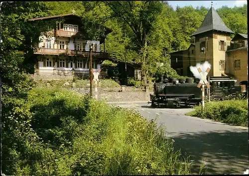 Ak Lößnitz im Erzgebirge, Lößnitzgrund, Kleinbahn, Andreaskreuz, Deutsche Eisenbahn