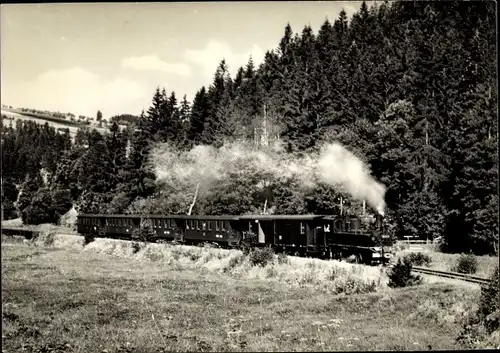 Ak Deutsche Eisenbahn, Dampflok im Erzgebirge
