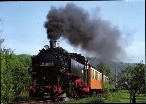 Ak Deutsche Eisenbahn, Schmalspur Lokomotive Nr. 99 1761-8, Dampfromantik in Sachsen