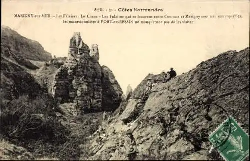 Ak Marigny sur Mer Calvados, Les Falaises, Le Chaos