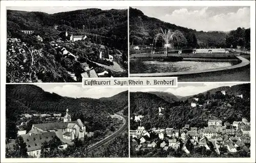 Ak Sayn Bendorf am Rhein, Knabenheim Kemperhof, Ort, Springbrunne