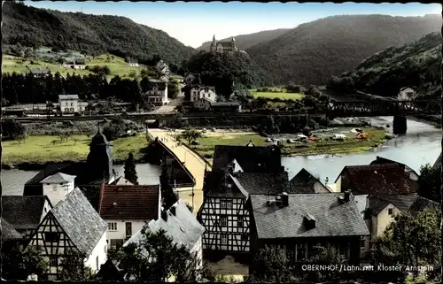 Ak Obernhof an der Lahn, Teilansicht mit Kloster Arnstein