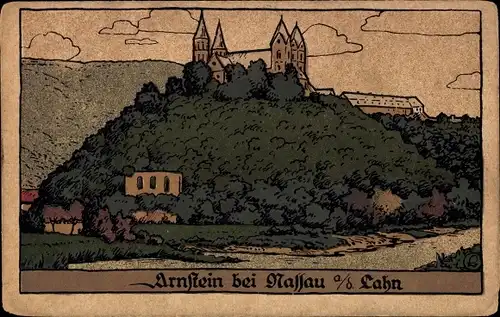 Steindruck Ak Obernhof an der Lahn, Kloster Arnstein