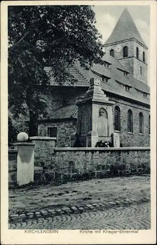 Ak Kirchlengern in Westfalen, Kirche mit Krieger Ehrenmal