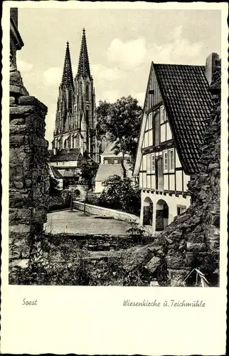 Ak Soest Nordrhein Westfalen, Wiesenkirche, Teichmühle
