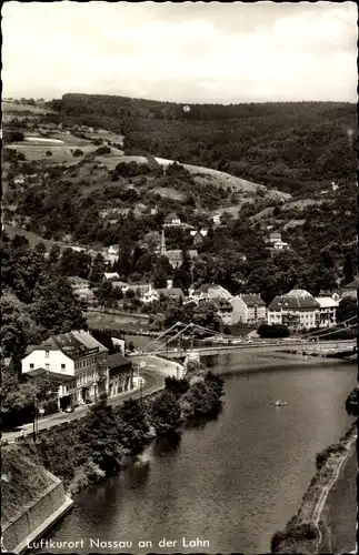 Ak Nassau an der Lahn, Luftbild vom Ort, Brücke