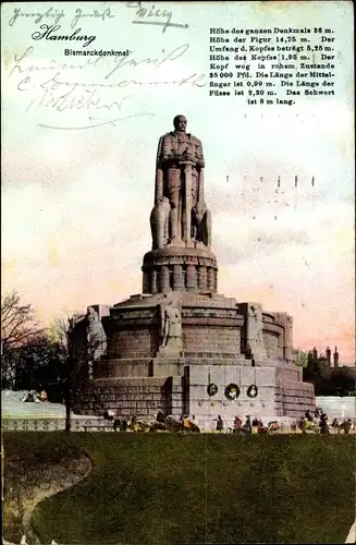 Ak Hamburg St. Pauli, Bismarckdenkmal