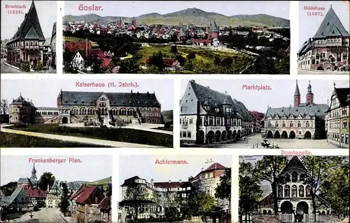 Ak Goslar am Harz, Total, Brusttuch, Achtermann, Domkapelle, Kaiserhaus, Gildehaus