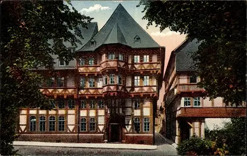 Ak Goslar am Harz, alte Häuser in der Marktstraße