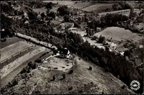 Ak Berlebeck Detmold im Teutoburger Wald, Luftbild vom Ort, Fachwerkhaus