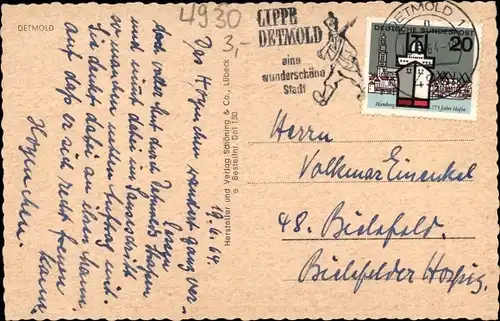 Ak Detmold in Nordrhein Westfalen, Gesamtansicht