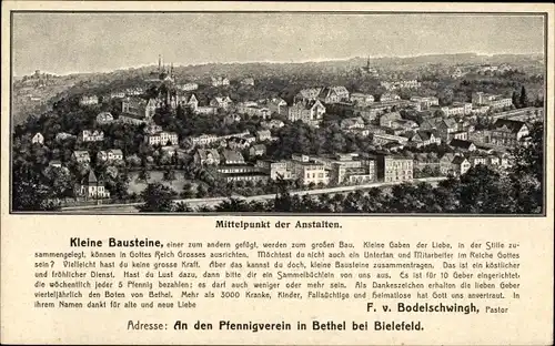 Ak Bethel Bielefeld Nordrhein Westfalen, Mittelpunkt der Anstalten, Dankesrede, F. v. Bodelschwingh