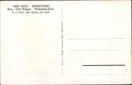 Ak Monschau Montjoie in der Eifel, Rur Café, Konditorei, Inneres, Wappen