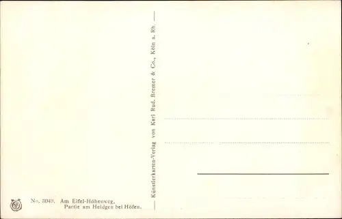 Künstler Ak Braun,L., Höfen Monschau Montjoie , Am Eifel Höhenweg, Partie Heidgen bei Höfen