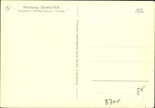 Ak Würzburg am Main Unterfranken, Gasthof Ruß