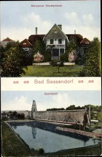 Ak Bad Sassendorf in Westfalen, Harpener Kinderheim, Sparteich, Gradierwerk